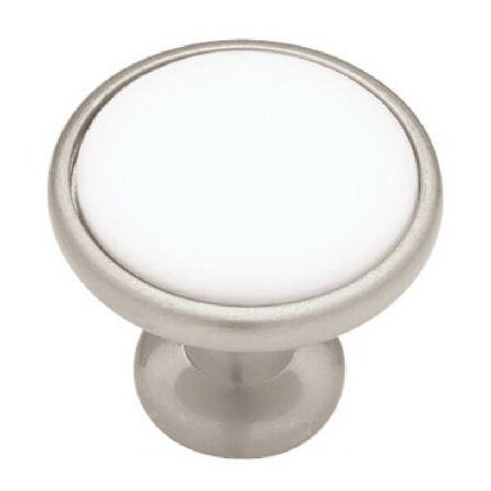 Brainerd Mfg Co/Liberty Hdw 1-1/4" Ni Cera Wht Knob P50162V-SNW-C7